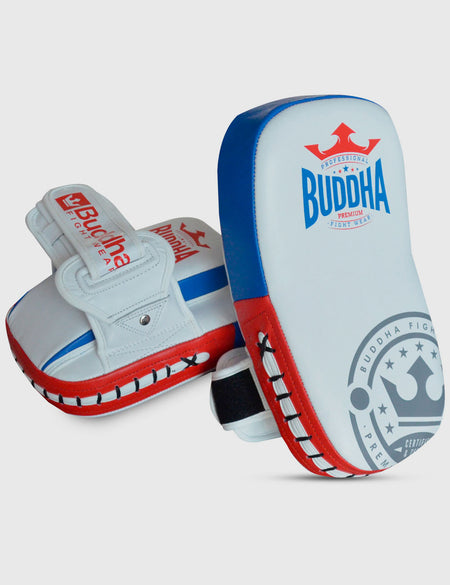 Thailand Curved Leather Thai Pads S - White (Pair)